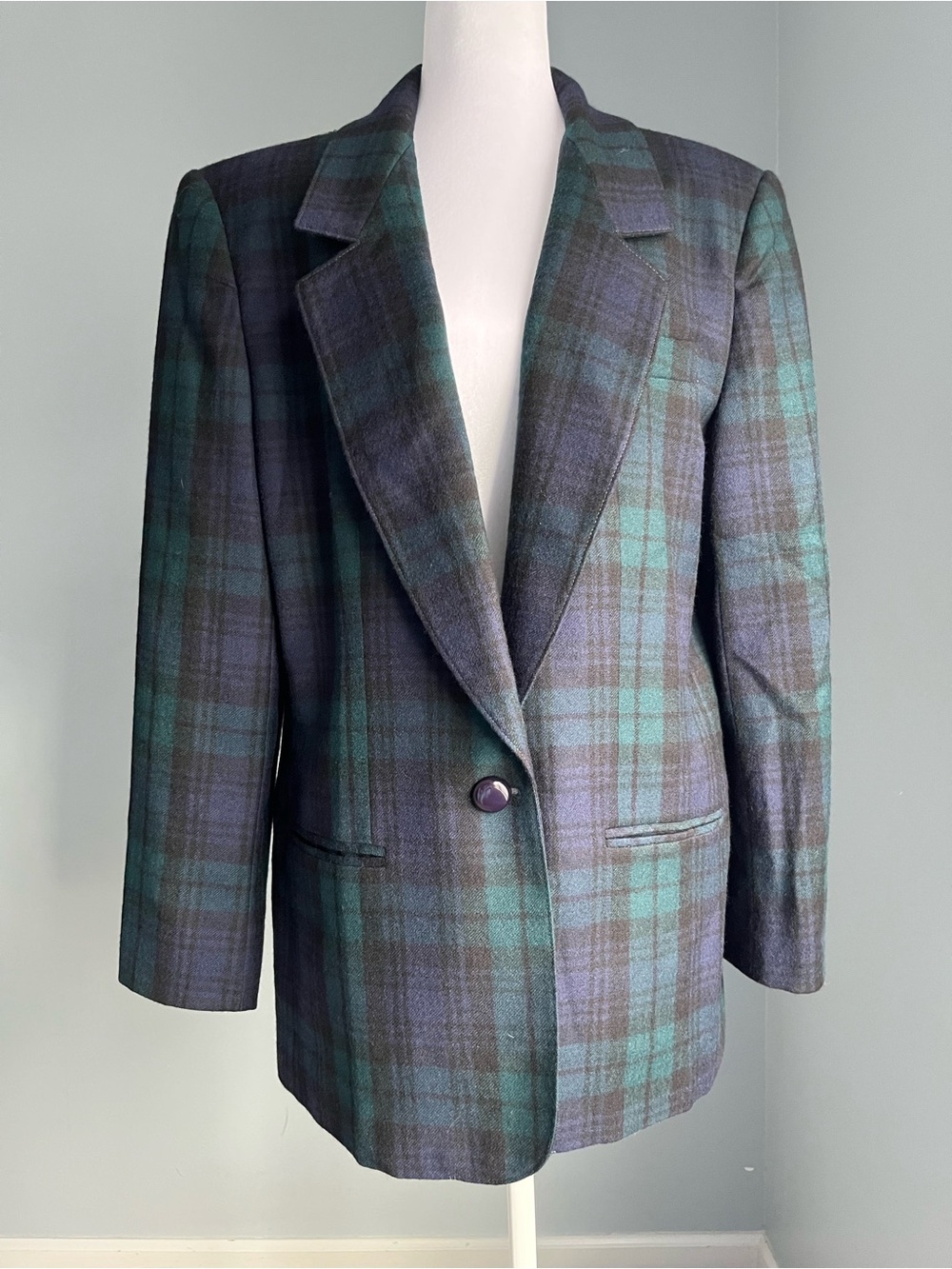 Vintage Giorgio Sant'Angelo Women's Plaid Wool Blazer 100% Wool Sz 12